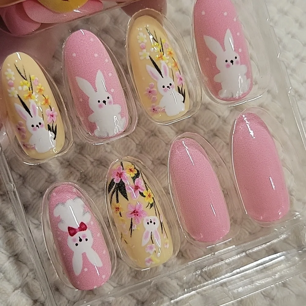 SPRING BUNNY MANICURE PRESS-ON NAILS, SET OF 24